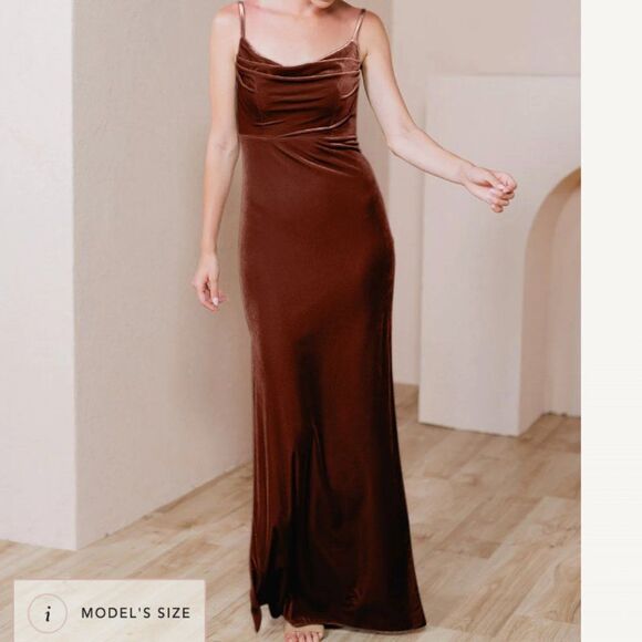 Revelry‎ Skye Velvet Dress Spaguetti Straps in Terracotta Size 6 NEW Event Party - Picture 1 of 16